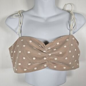 White Fox Women's Beige & White Polka Dot Bandeau Top Mesh Overlay Size L